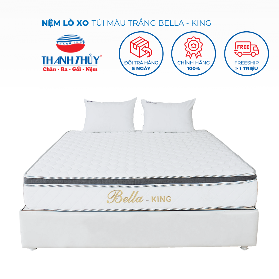  Nệm Lò Xo_Túi Màu Trắng Bella - King 