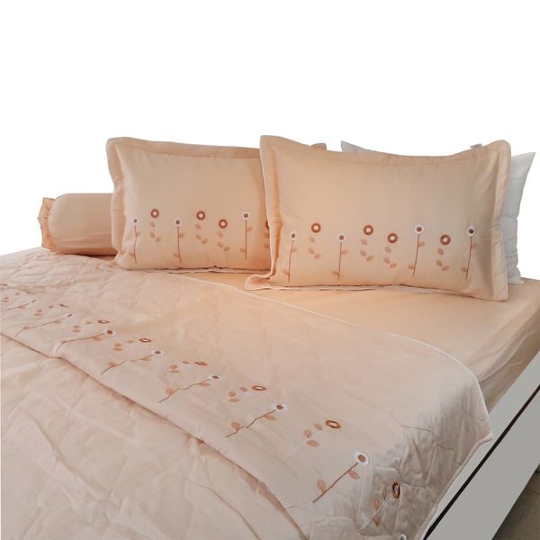  Bộ Ga Bọc Cotton Thêu Chân Màu Kem Sữa (11) 