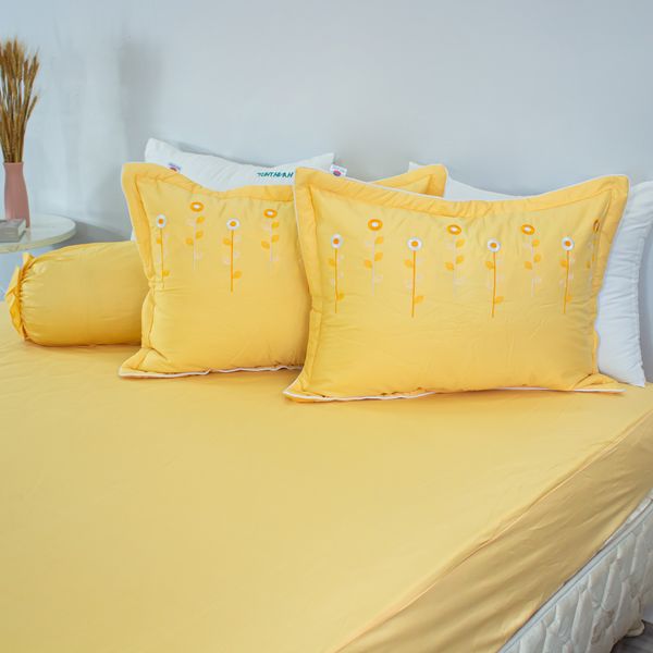  Bộ Ga Bọc Cotton Thêu Chân Màu Vàng (NS) 