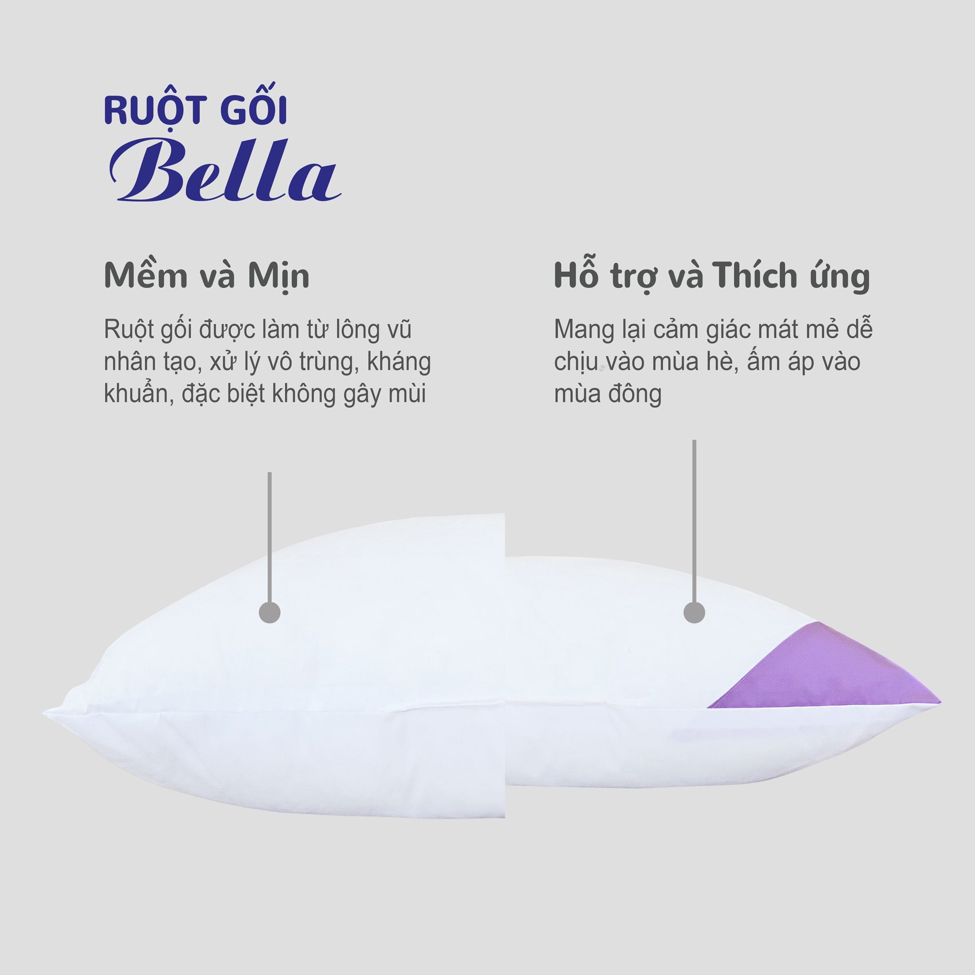  Ruột Gối Lông Vũ Nhân Tạo Bella 