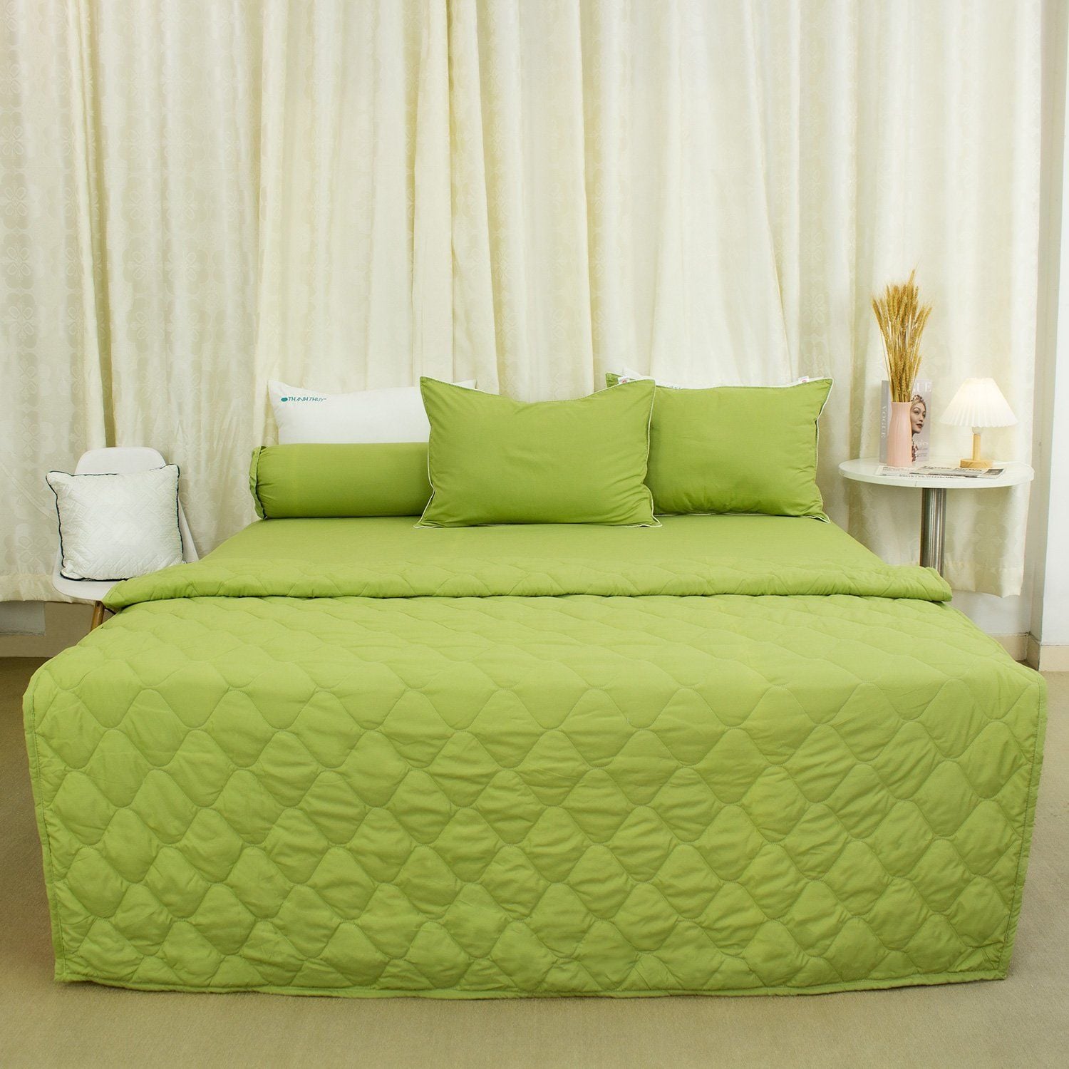  Bộ Ga Bọc Microfiber Chevery Màu Bơ (8) 