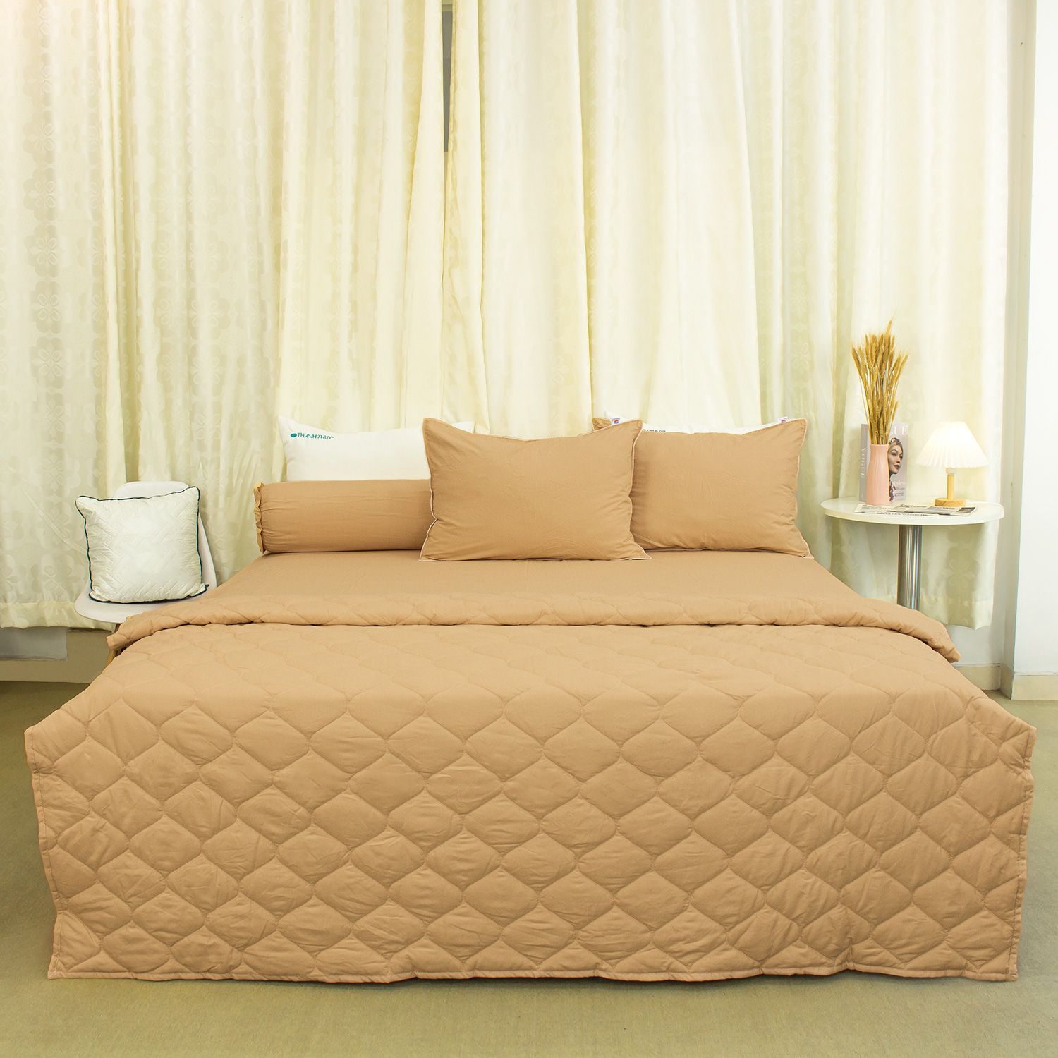  Bộ Ga Bọc Microfiber Chevery Màu Be (23) 
