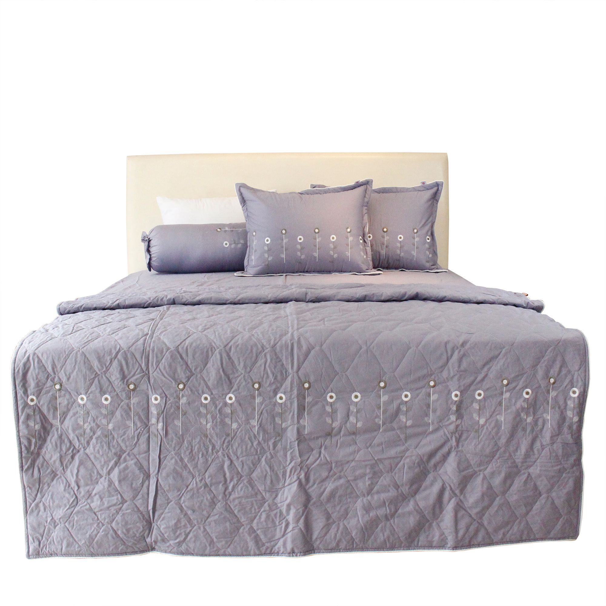  Bộ Ga Bọc Cotton Thêu Chân Màu Xám (5) 