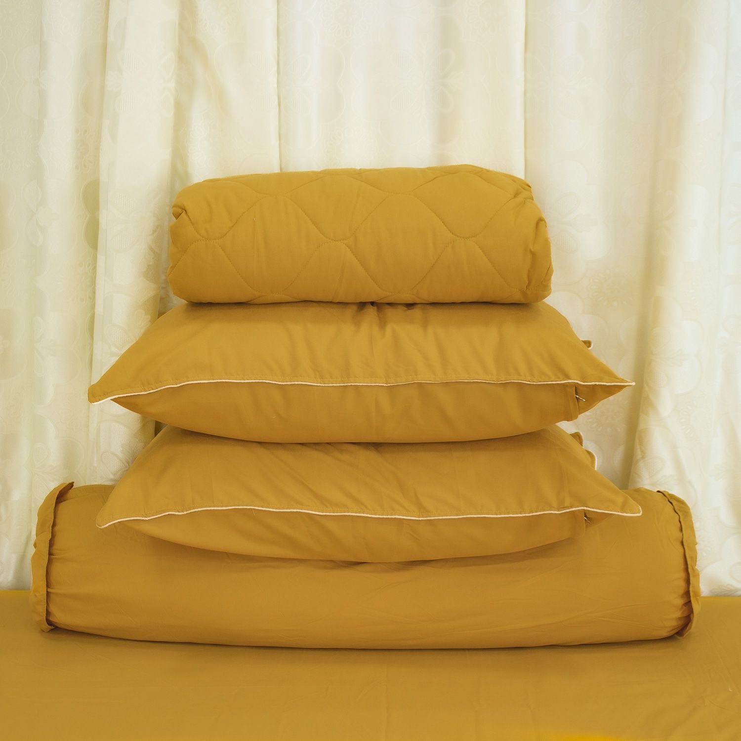  Bộ Ga Bọc Microfiber Chevery Màu Vàng Bò (3) 