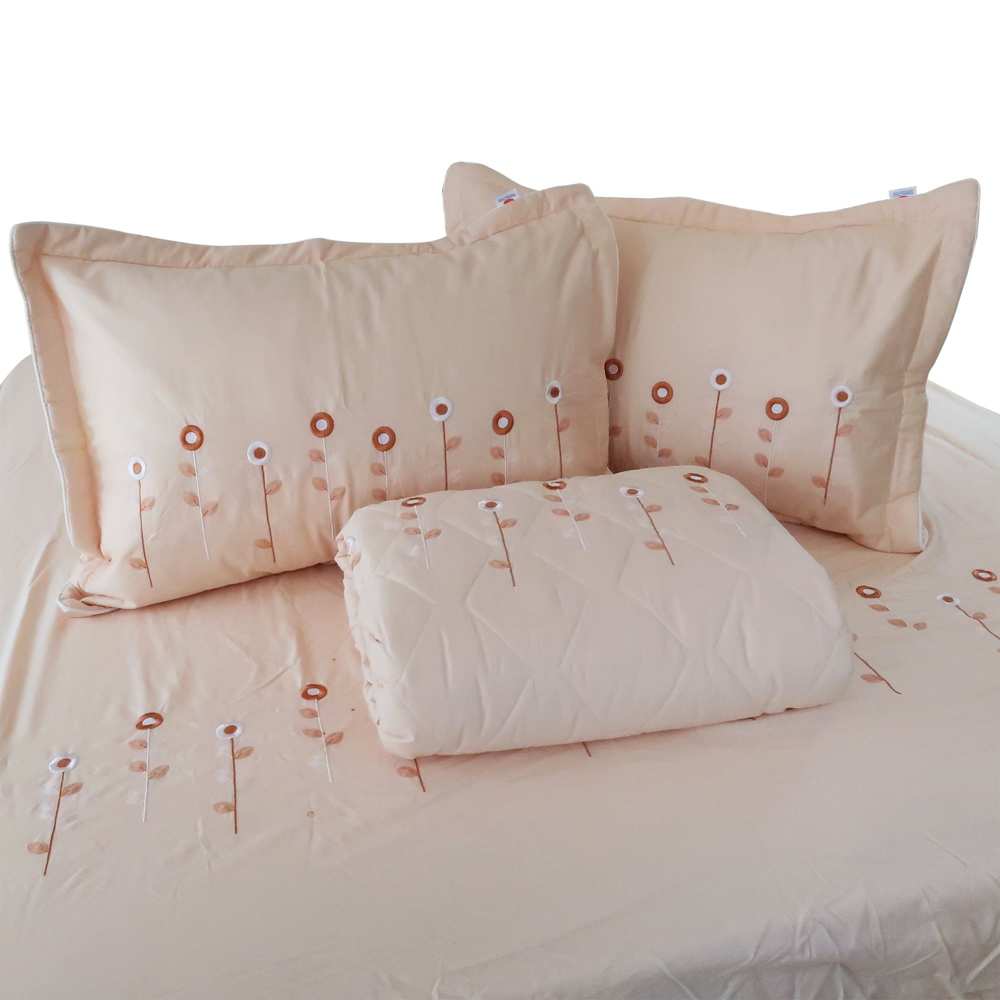  Bộ Ga Bọc Cotton Thêu Chân Màu Kem Sữa (11) 