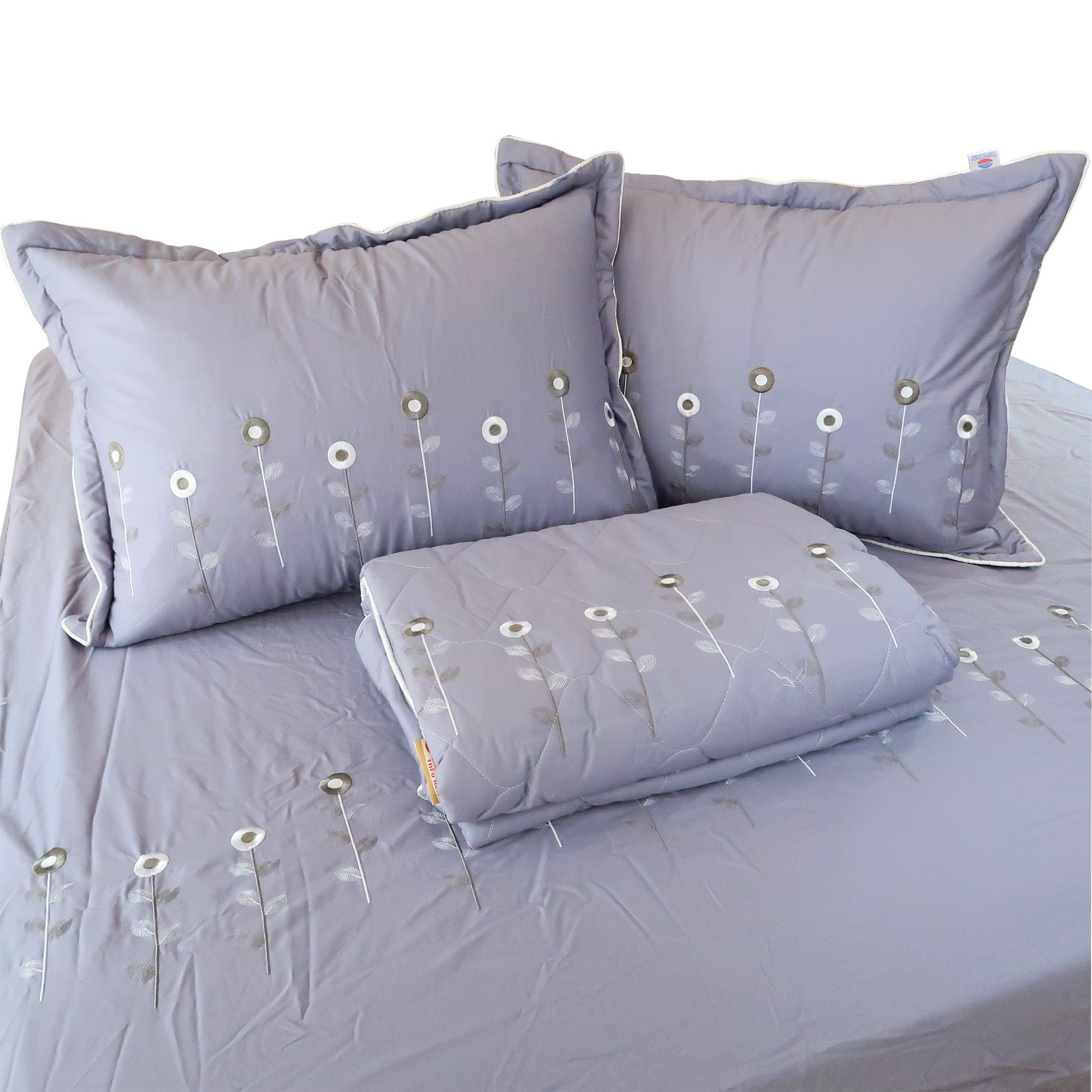  Bộ Ga Bọc Cotton Thêu Chân Màu Xám (5) 