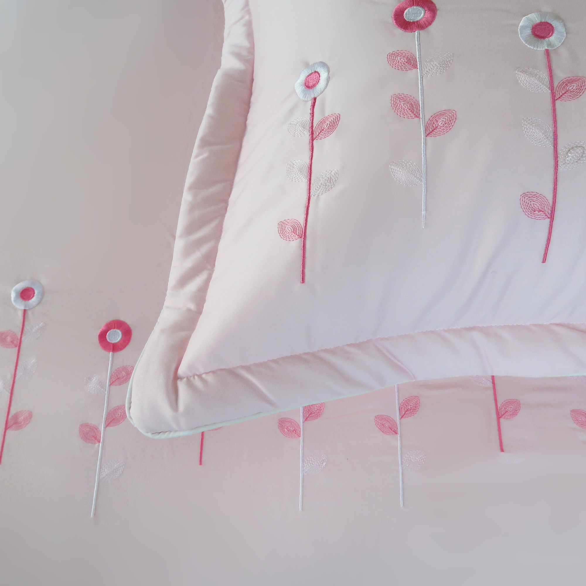  Vỏ Gối Cotton Thêu Chân Màu Hồng (20) 