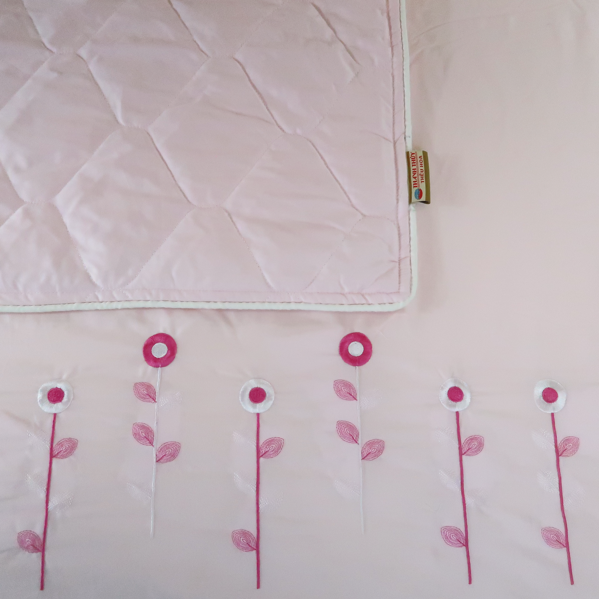  Bộ Ga Bọc Cotton Thêu Chân Màu Hồng (20) 