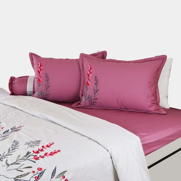  Bộ Ga Bọc Cotton Thêu Flower Màu Tím Than (13) 