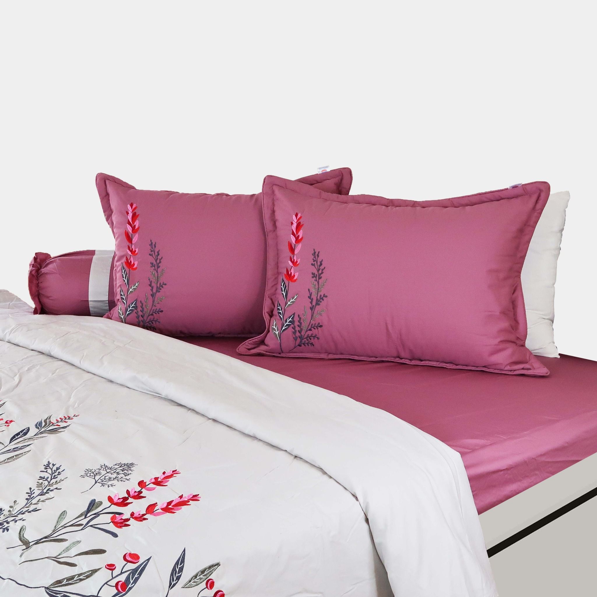  Bộ Ga Bọc Cotton Thêu Flower Màu Tím Than (13) 