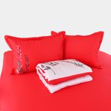  Bộ Ga Bọc Cotton Thêu Flower Màu Đỏ (NS) 