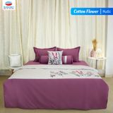  Bộ Ga Bọc Cotton Thêu Flower Màu Tím Than (13) 