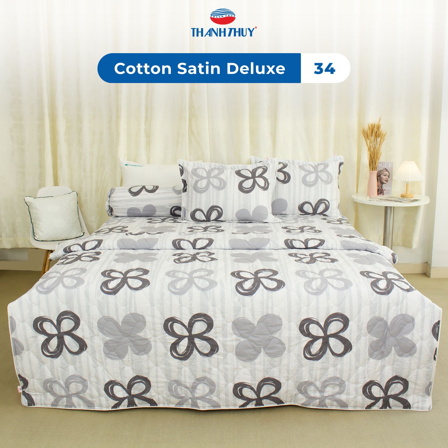  Bộ Ga Bọc Cotton Satin Deluxe 34 