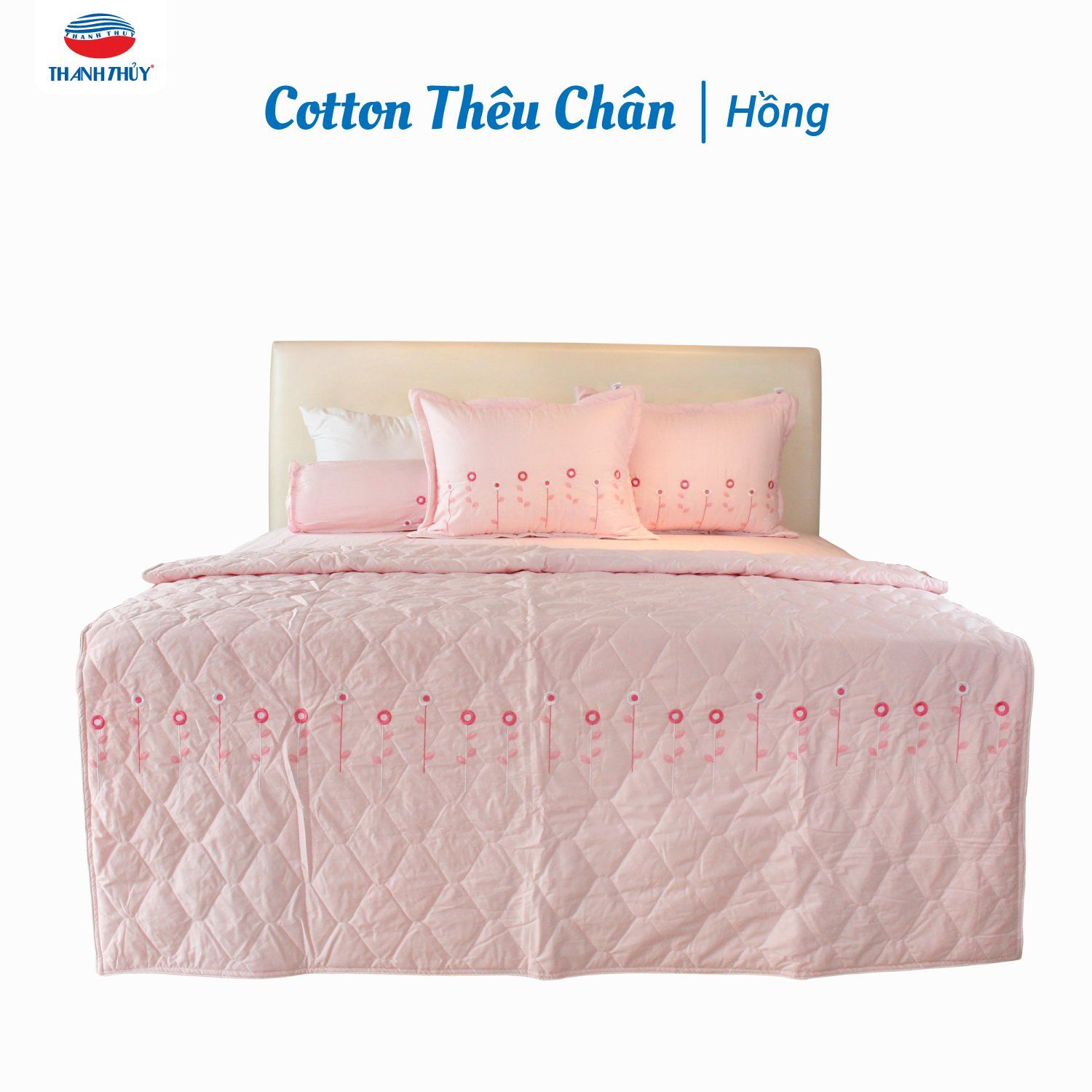  Bộ Ga Bọc Cotton Thêu Chân Màu Hồng (20) 