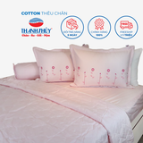  Bộ Ga Bọc Cotton Thêu Chân Màu Hồng 