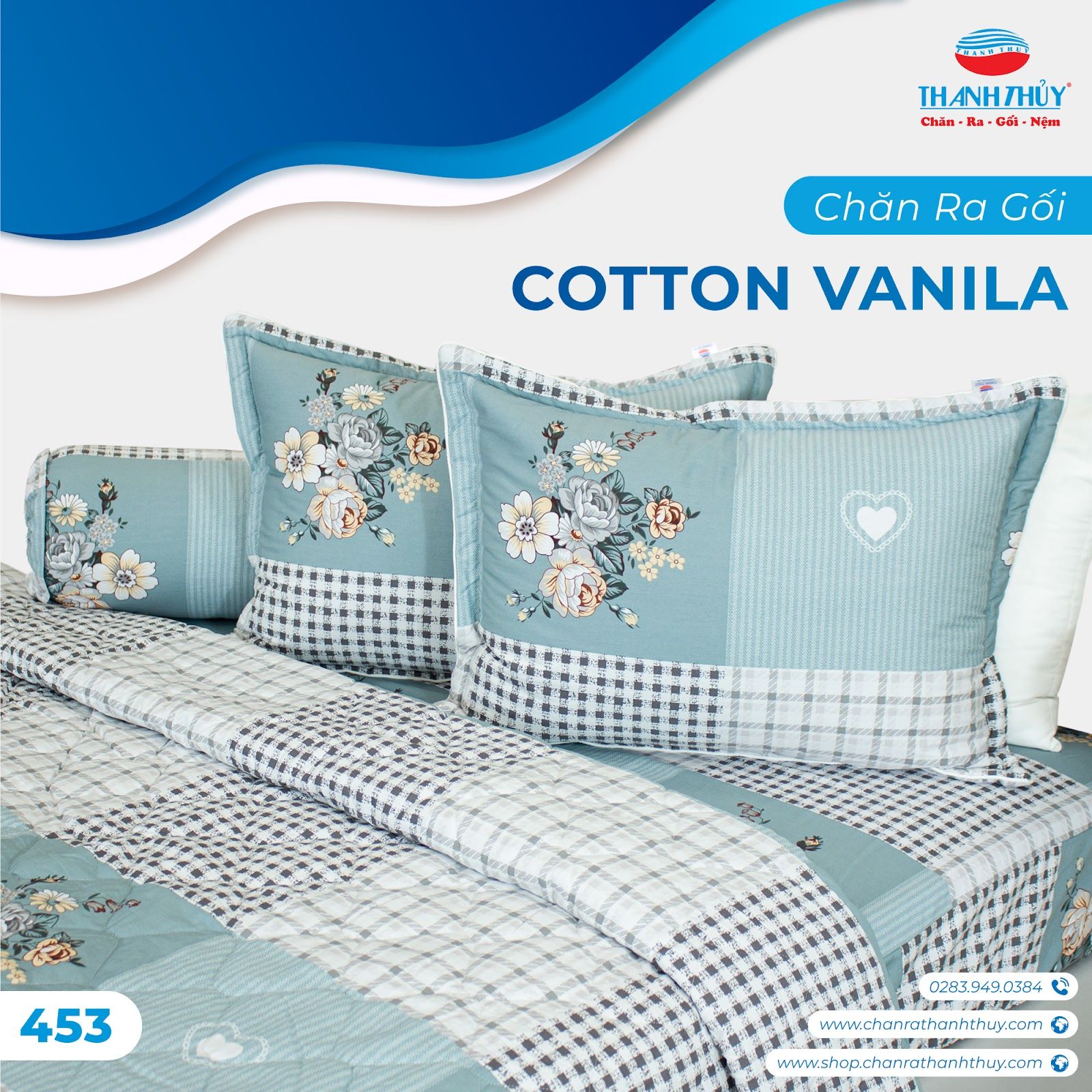  Bộ Ga Bọc Cotton Vanila (Vỏ Gối Không Lót Gòn) 453 