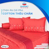  Bộ Ga Phủ Bèo Cotton Thêu Chân Màu Hồng y 