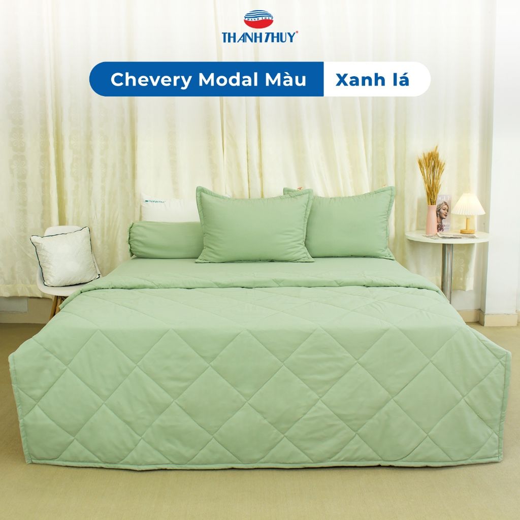  [Giảm 10%] Bộ Chăn Ga Gối 5 món cao cấp - Lụa Chevery Modal (Tencel Modal) Màu - thoáng mát - THANH THUY 