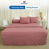  [Giảm 10%] Bộ Chăn Ga Gối 5 món - Microfiber Chevery Màu (Vỏ gối không lót gòn) - Màu trơn - THANH THUY 