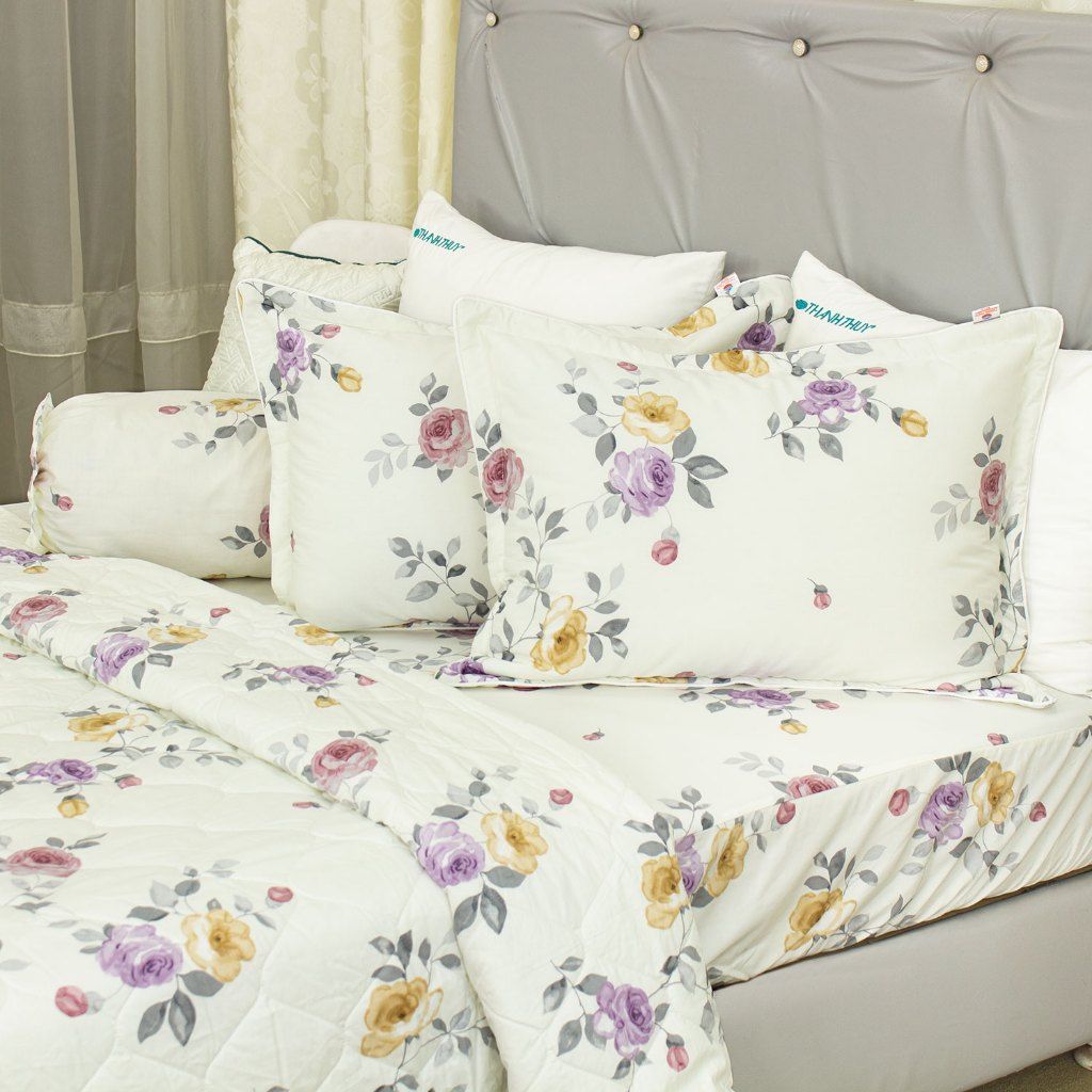  Bộ Ga Gối 4 món cao cấp - 100% Cotton Satin Deluxe -mềm mại,thoáng mát - THANH THUY 