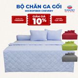  [Giảm 10%] Bộ Chăn Ga Gối 5 món - Microfiber Chevery Màu (Vỏ gối không lót gòn) - Màu trơn - THANH THUY 