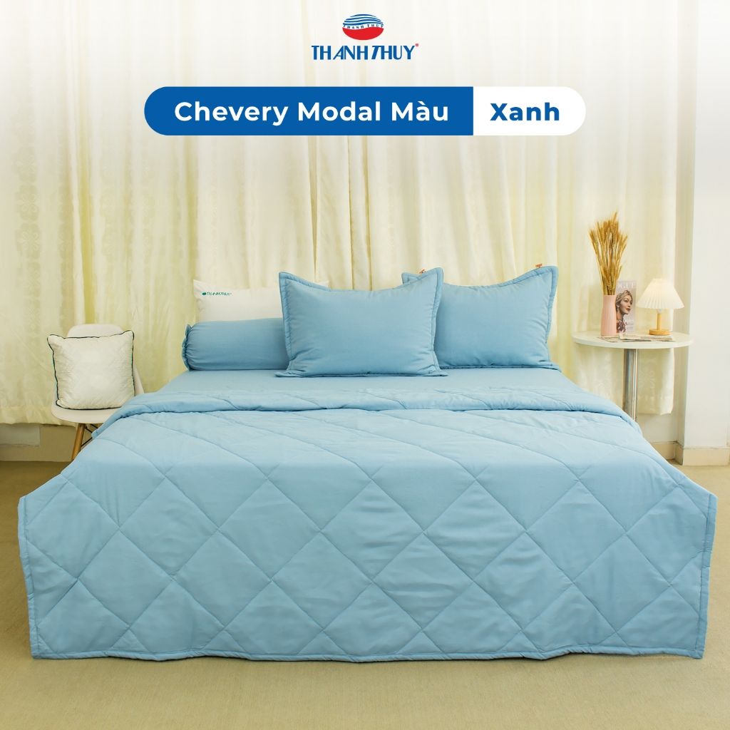  [Giảm 10%] Bộ Chăn Ga Gối 5 món cao cấp - Lụa Chevery Modal (Tencel Modal) Màu - thoáng mát - THANH THUY 