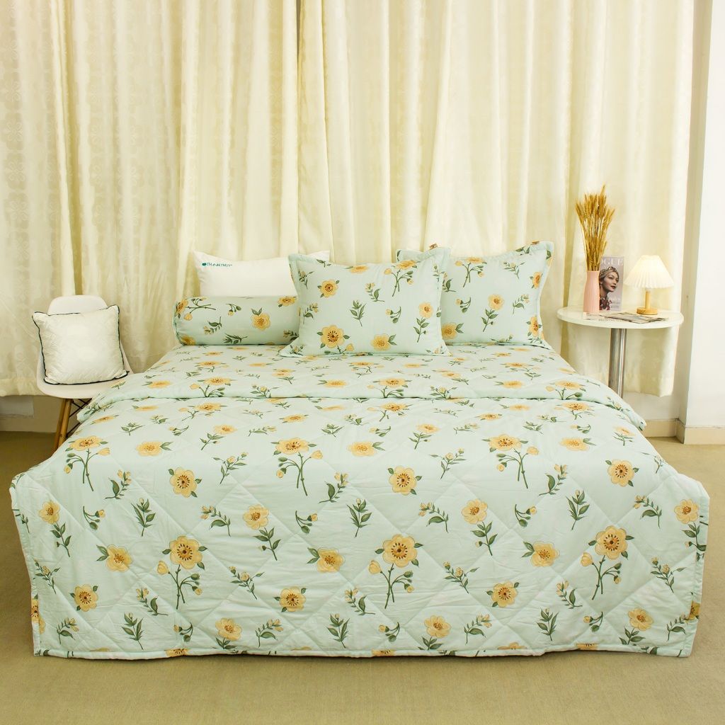  [DEAL SỐC COMBO] Bộ Chăn Ga Gối Chần Bông 5 món - Lụa Modal - mềm mại, thoáng mát - THANH THUY 
