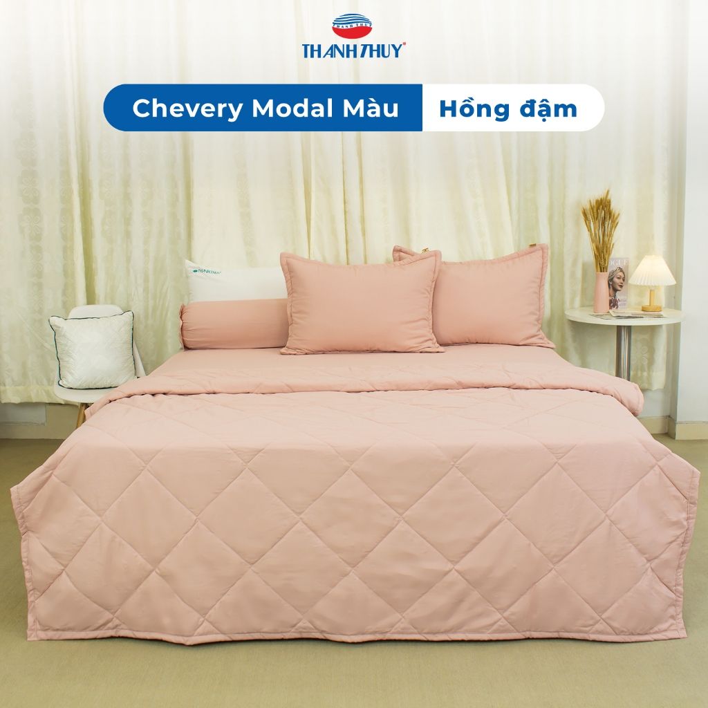  [Giảm 10%] Bộ Chăn Ga Gối 5 món cao cấp - Lụa Chevery Modal (Tencel Modal) Màu - thoáng mát - THANH THUY 