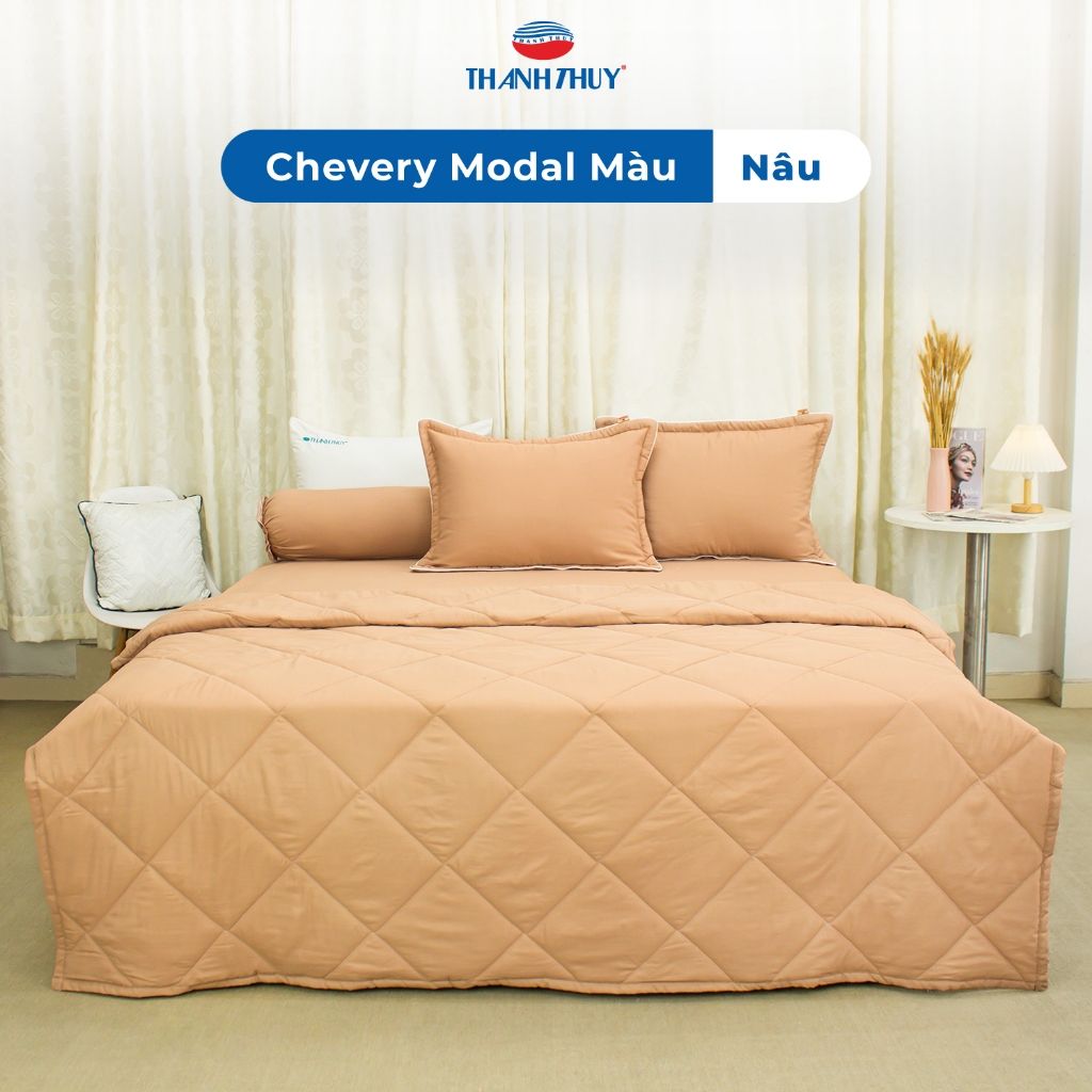  [Giảm 10%] Bộ Chăn Ga Gối 5 món cao cấp - Lụa Chevery Modal (Tencel Modal) Màu - thoáng mát - THANH THUY 