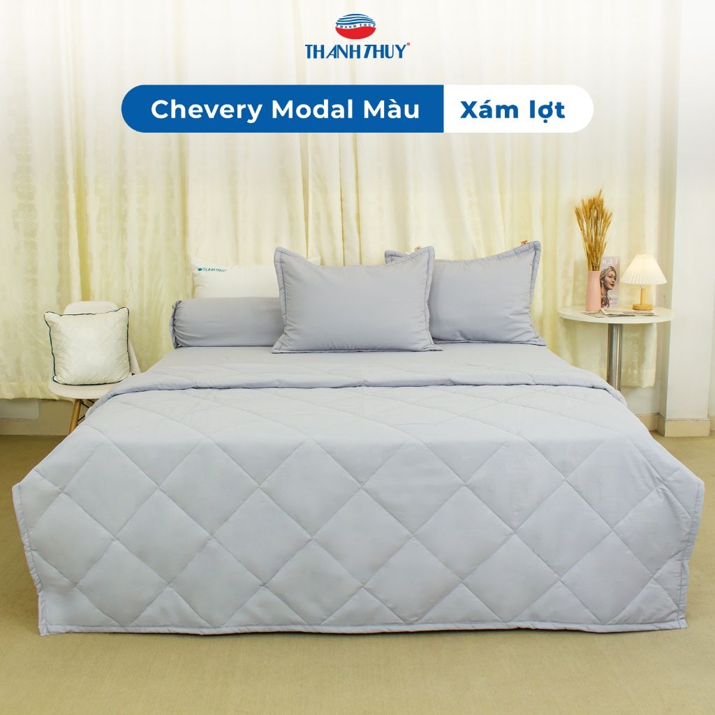  [Giảm 10%] Bộ Chăn Ga Gối 5 món cao cấp - Lụa Chevery Modal (Tencel Modal) Màu - thoáng mát - THANH THUY 