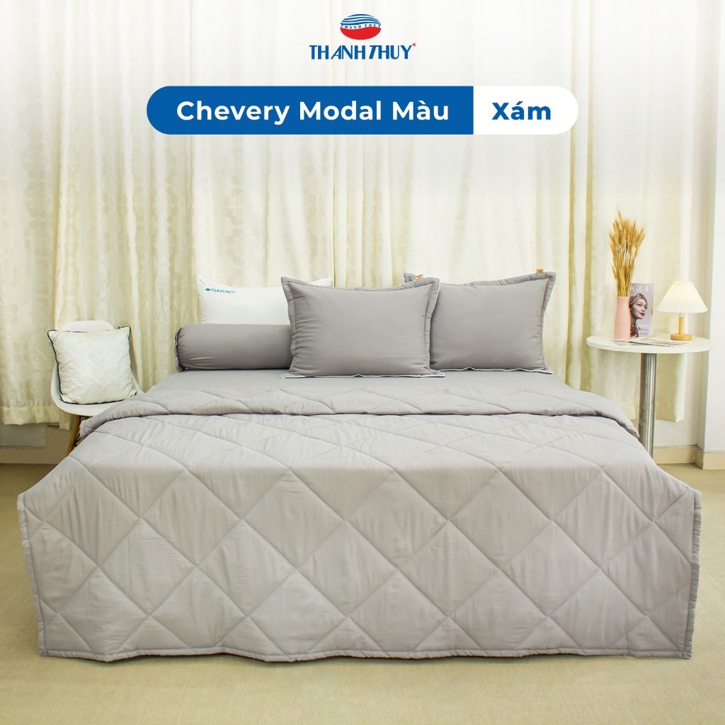 [Giảm 10%] Bộ Chăn Ga Gối 5 món cao cấp - Lụa Chevery Modal (Tencel Modal) Màu - thoáng mát - THANH THUY 