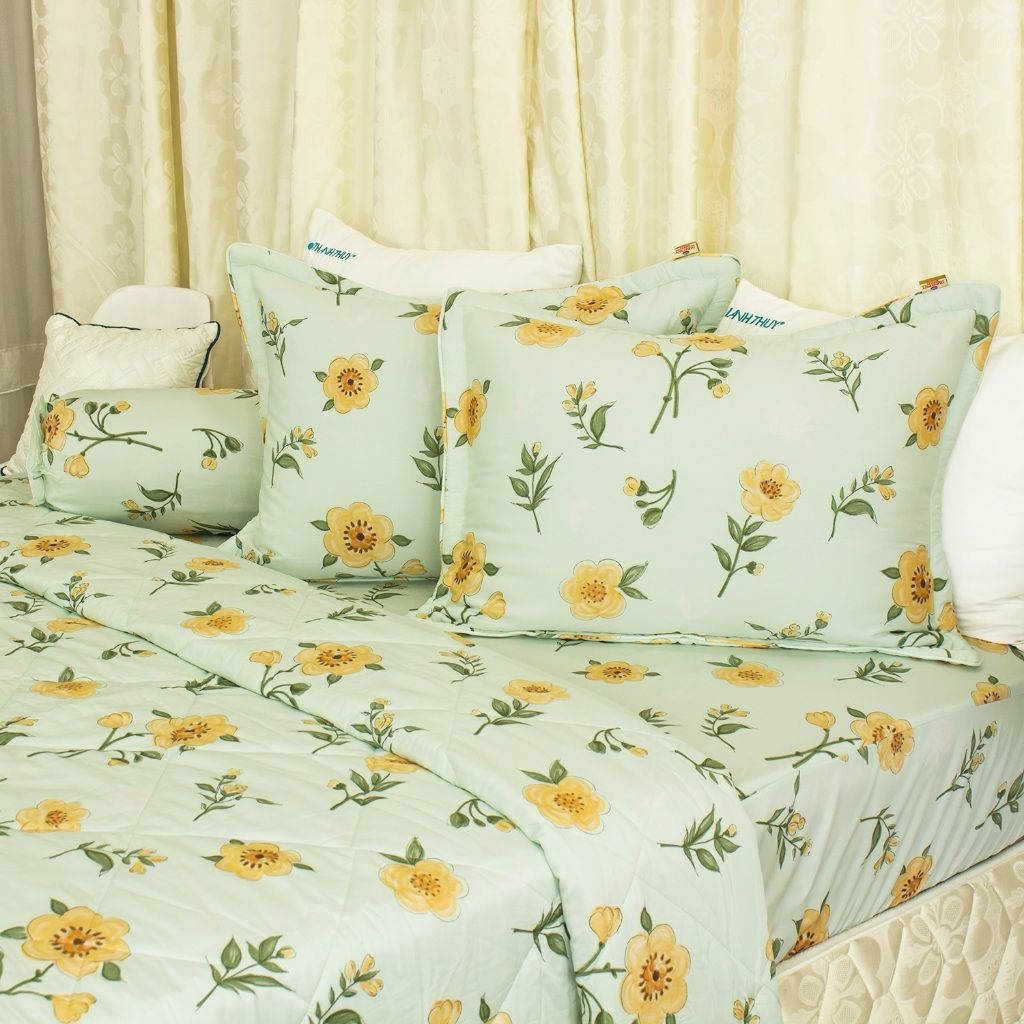  [DEAL SỐC COMBO] Bộ Chăn Ga Gối Chần Bông 5 món - Lụa Modal - mềm mại, thoáng mát - THANH THUY 