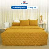  [Giảm 10%] Bộ Chăn Ga Gối 5 món - Microfiber Chevery Màu (Vỏ gối không lót gòn) - Màu trơn - THANH THUY 