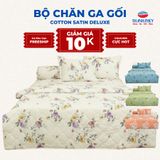  Bộ Ga Gối 4 món cao cấp - 100% Cotton Satin Deluxe -mềm mại,thoáng mát - THANH THUY 