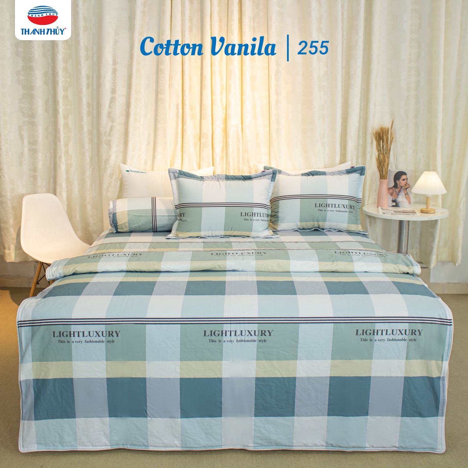  Bộ Ga Bọc Cotton Vanila (Vỏ Gối Không Lót Gòn) 255 