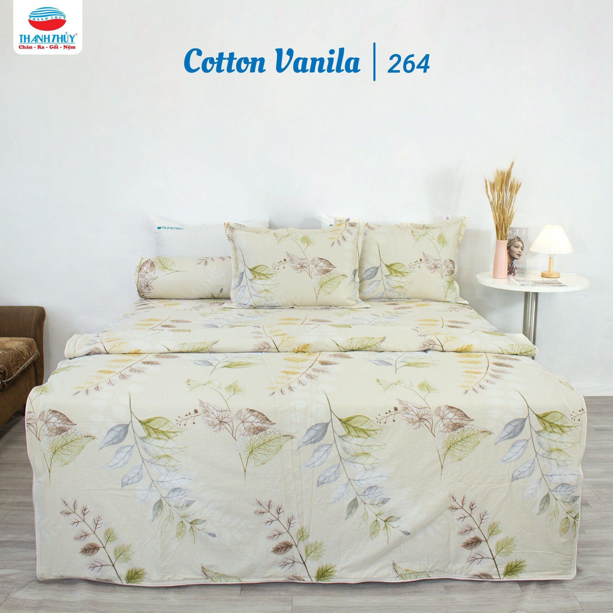  Bộ Ga Bọc Cotton Vanila (Vỏ Gối Lót Gòn) 264 