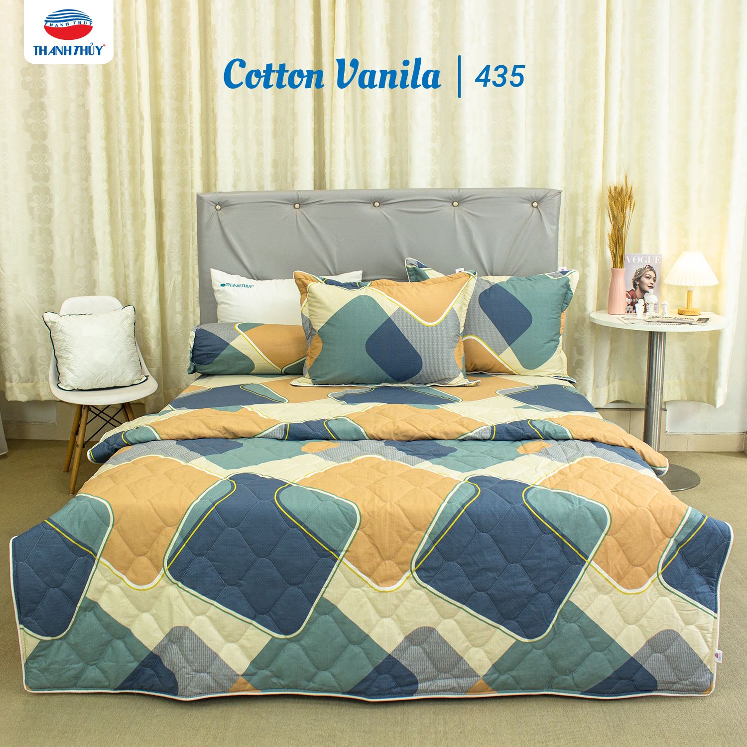  Bộ Ga Bọc Cotton Vanila (Vỏ Gối Không Lót Gòn) 435 