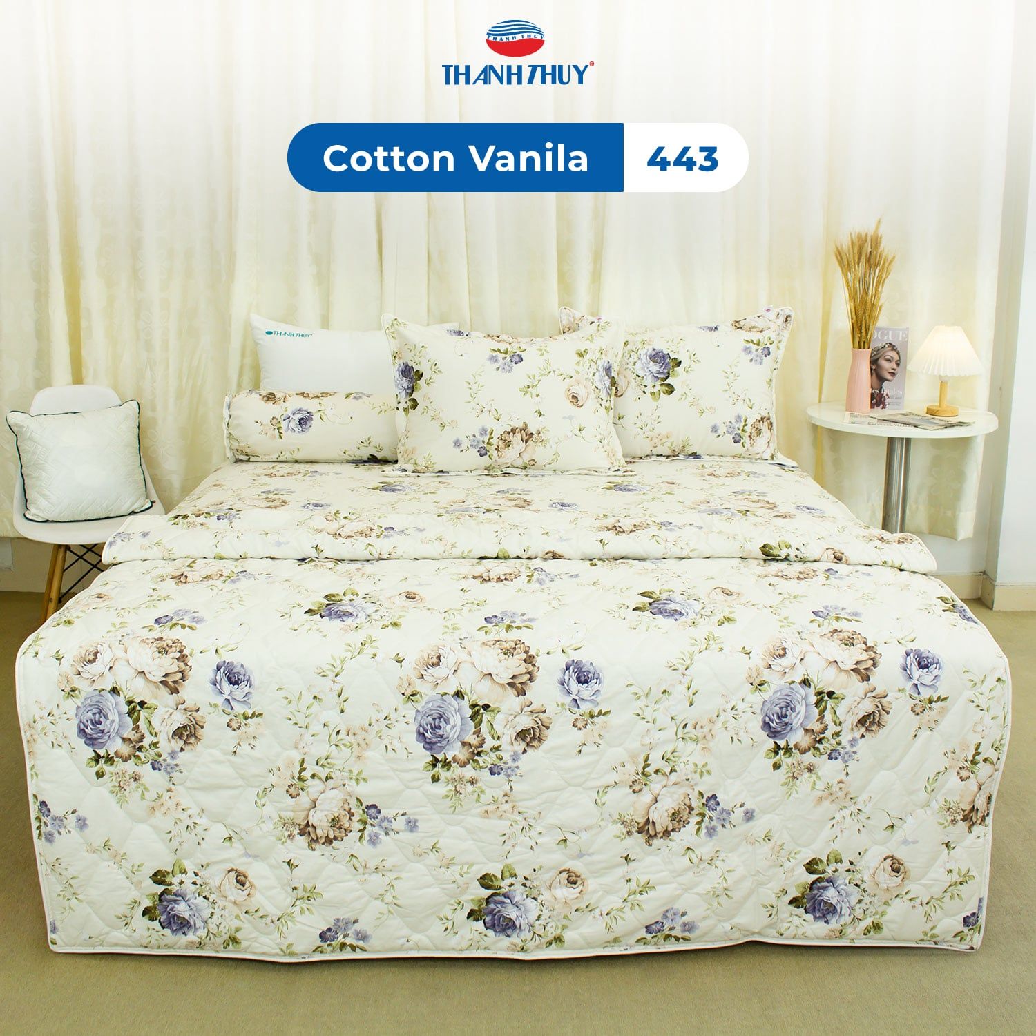  Bộ Ga Bọc Cotton Vanila (Vỏ Gối Lót Gòn) 443 