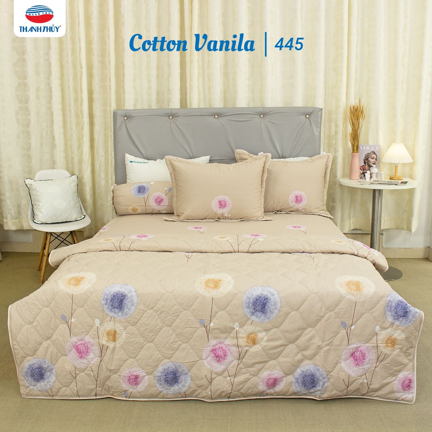  Bộ Ga Bọc Cotton Vanila (Vỏ Gối Lót Gòn) 445 