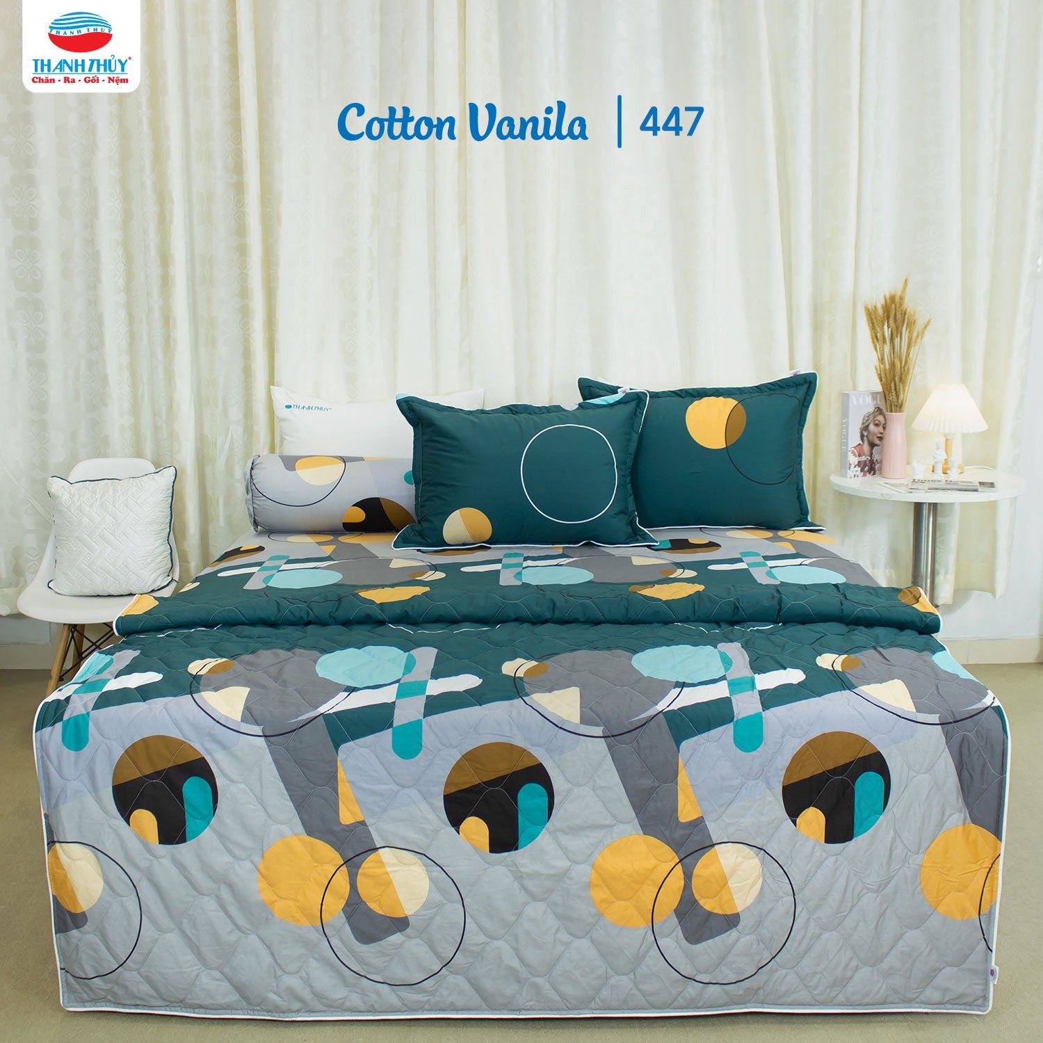  Bộ Ga Bọc Cotton Vanila (Vỏ Gối Lót Gòn) 447 