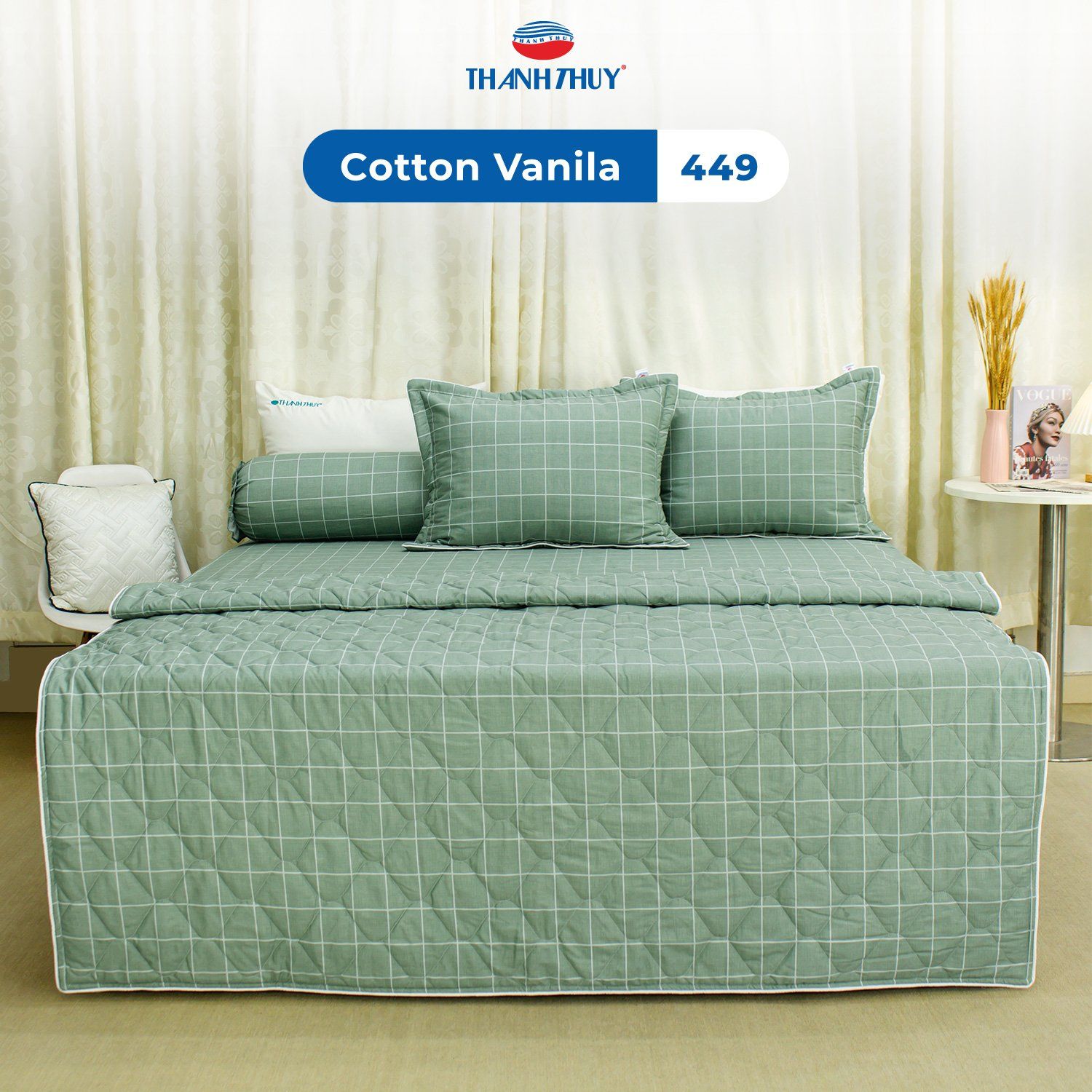  Bộ Ga Bọc Cotton Vanila (Vỏ Gối Lót Gòn) 449 