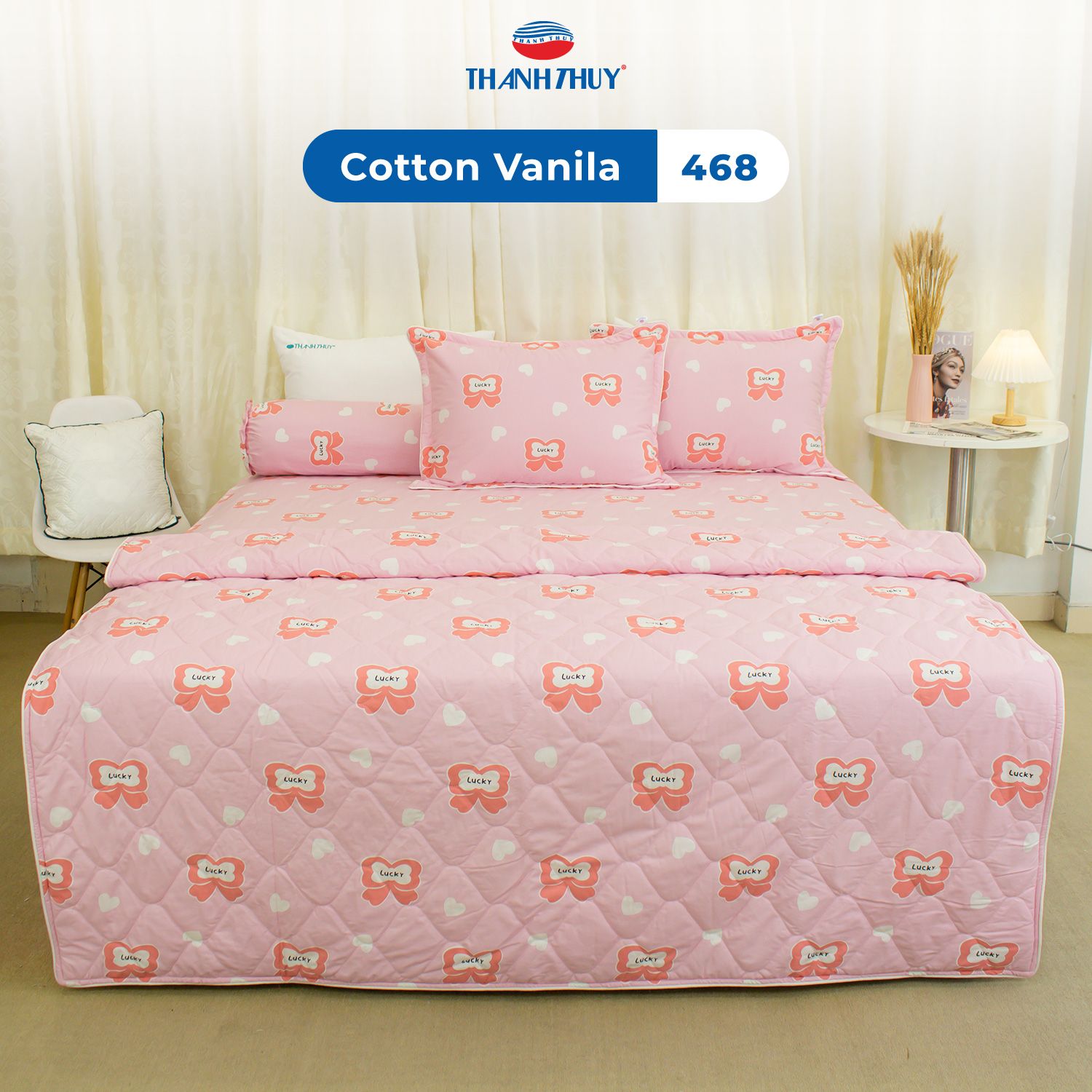  Bộ Ga Bọc Cotton Vanila (Vỏ Gối Lót Gòn) 468 