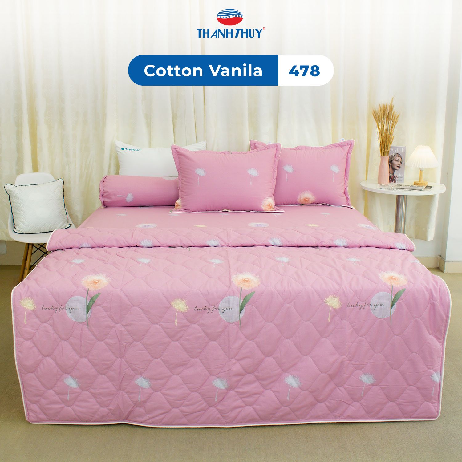  Bộ Ga Bọc Cotton Vanila (Vỏ Gối Lót Gòn) 478 