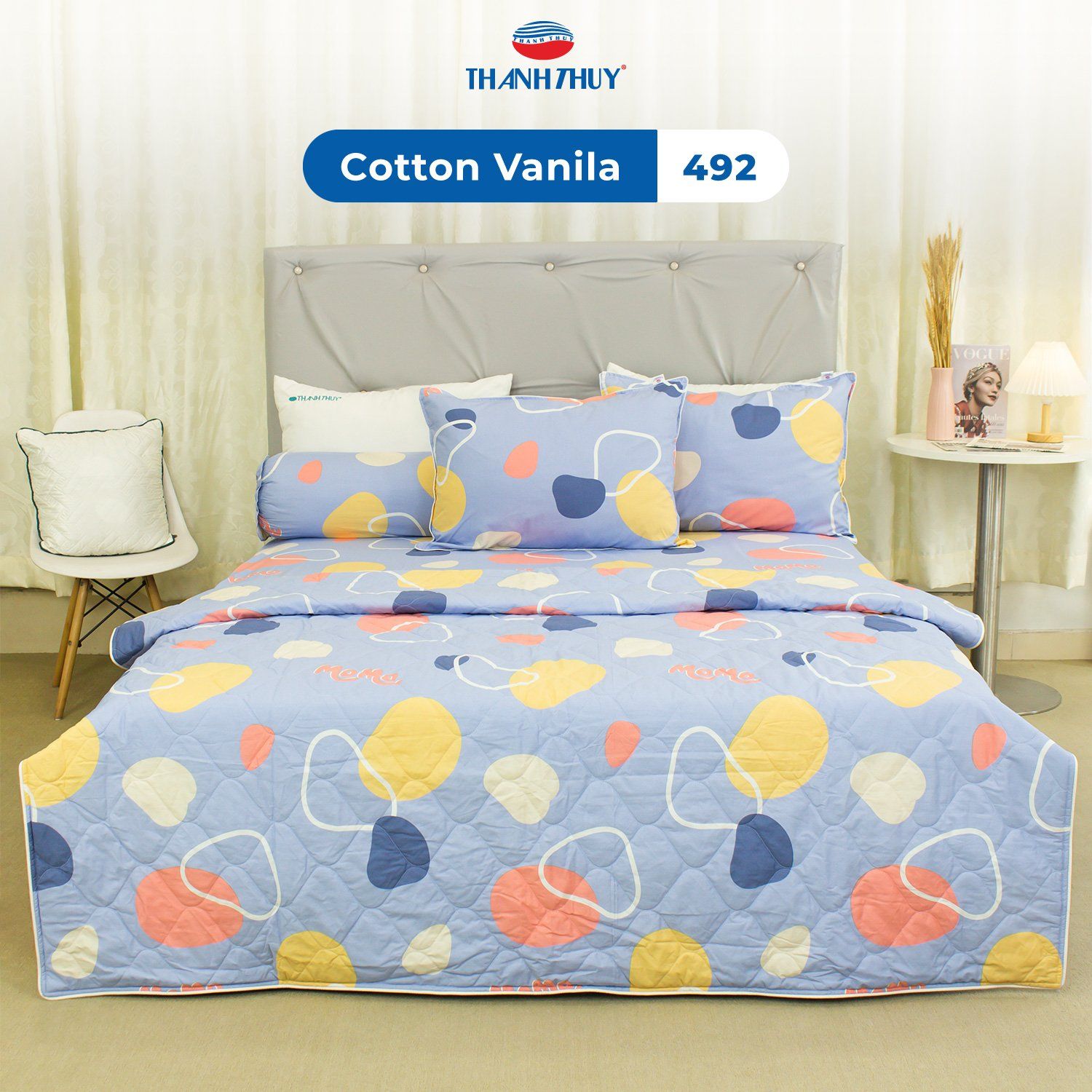  Bộ Ga Bọc Cotton Vanila (Vỏ Gối Không Lót Gòn) 492 