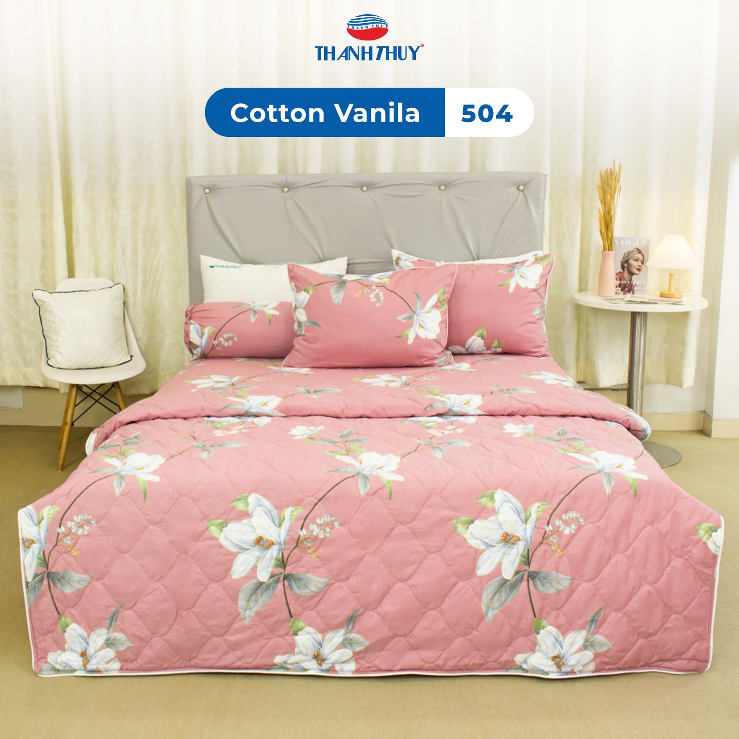  Bộ Ga Bọc Cotton Vanila (Vỏ Gối Không Lót Gòn) 504 