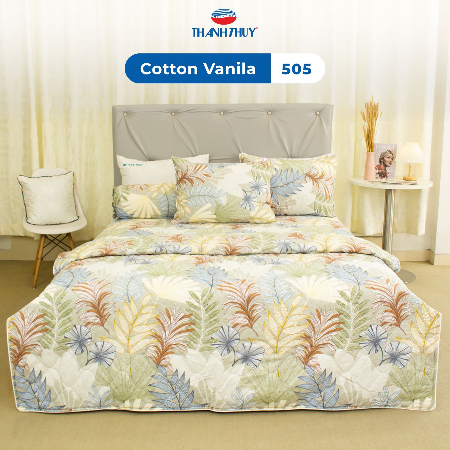 Bộ Ga Bọc Cotton Vanila (Vỏ Gối Không Lót Gòn) 505 