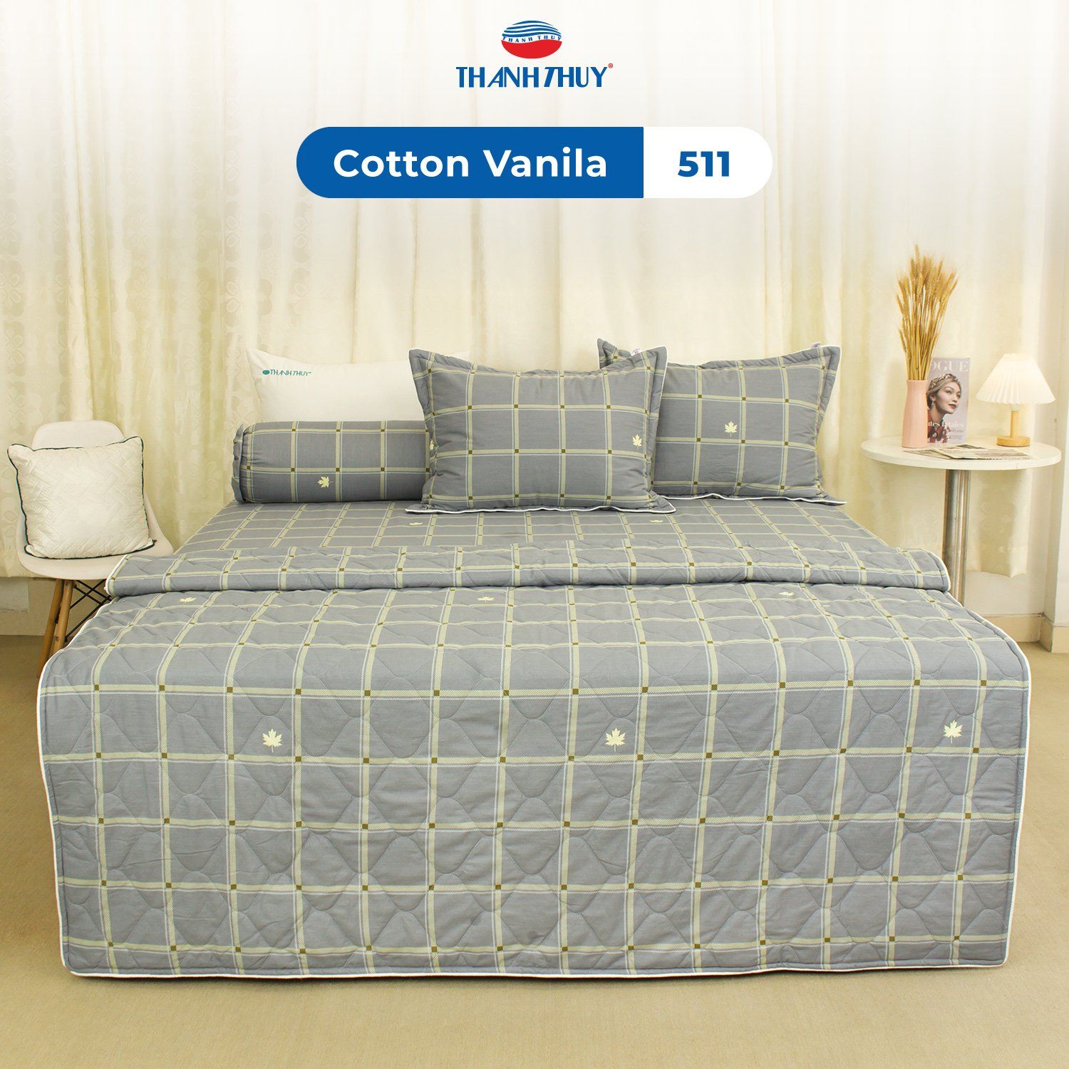  Bộ Ga Bọc Cotton Vanila (Vỏ Gối Không Lót Gòn) 511 