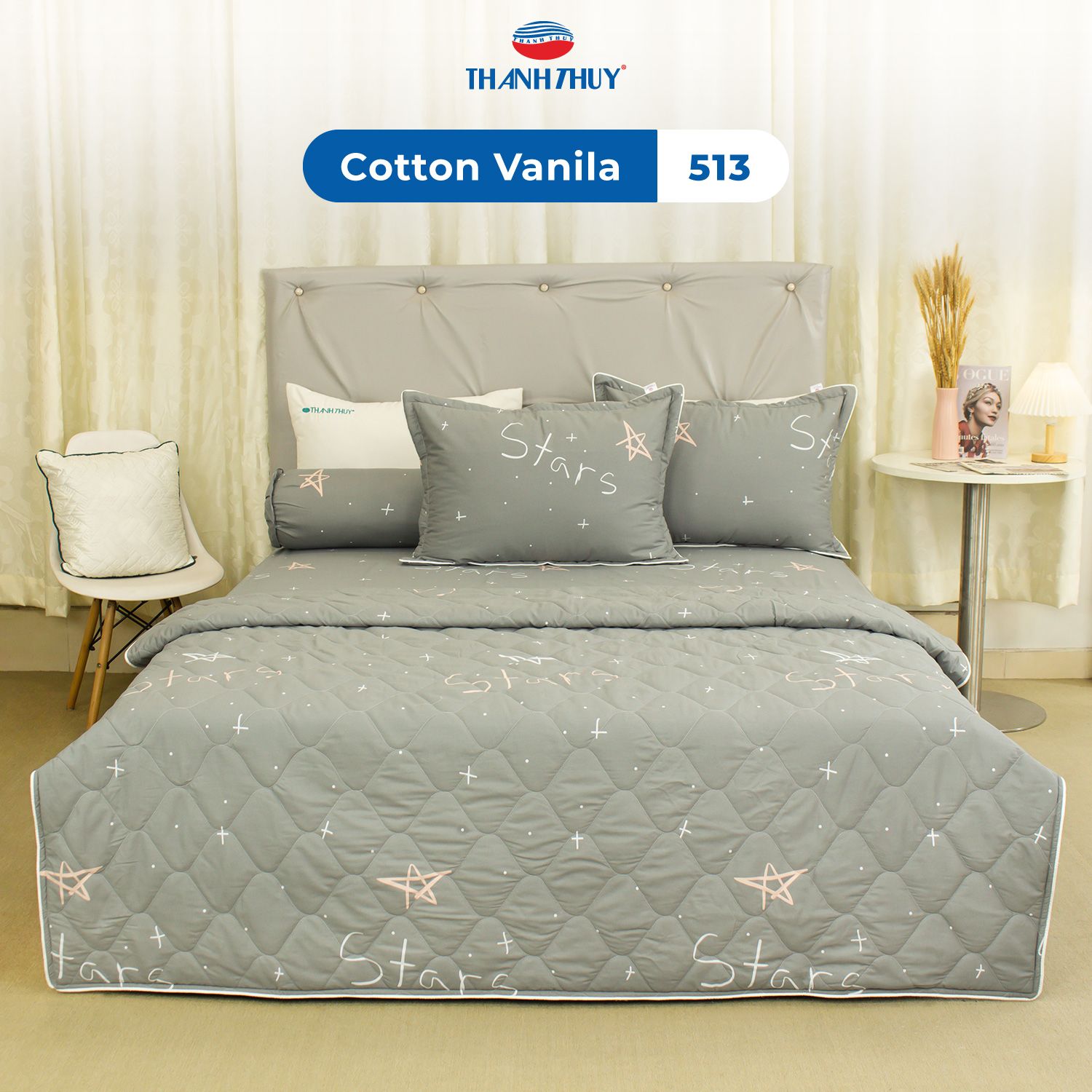  Bộ Ga Bọc Cotton Vanila (Vỏ Gối Không Lót Gòn) 513 