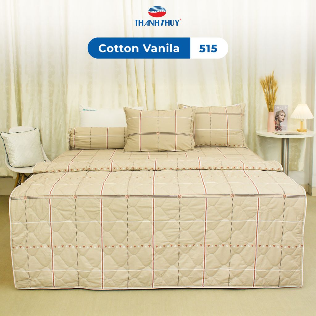 Bộ Ga Bọc Cotton Vanila (Vỏ Gối Không Lót Gòn) 515 