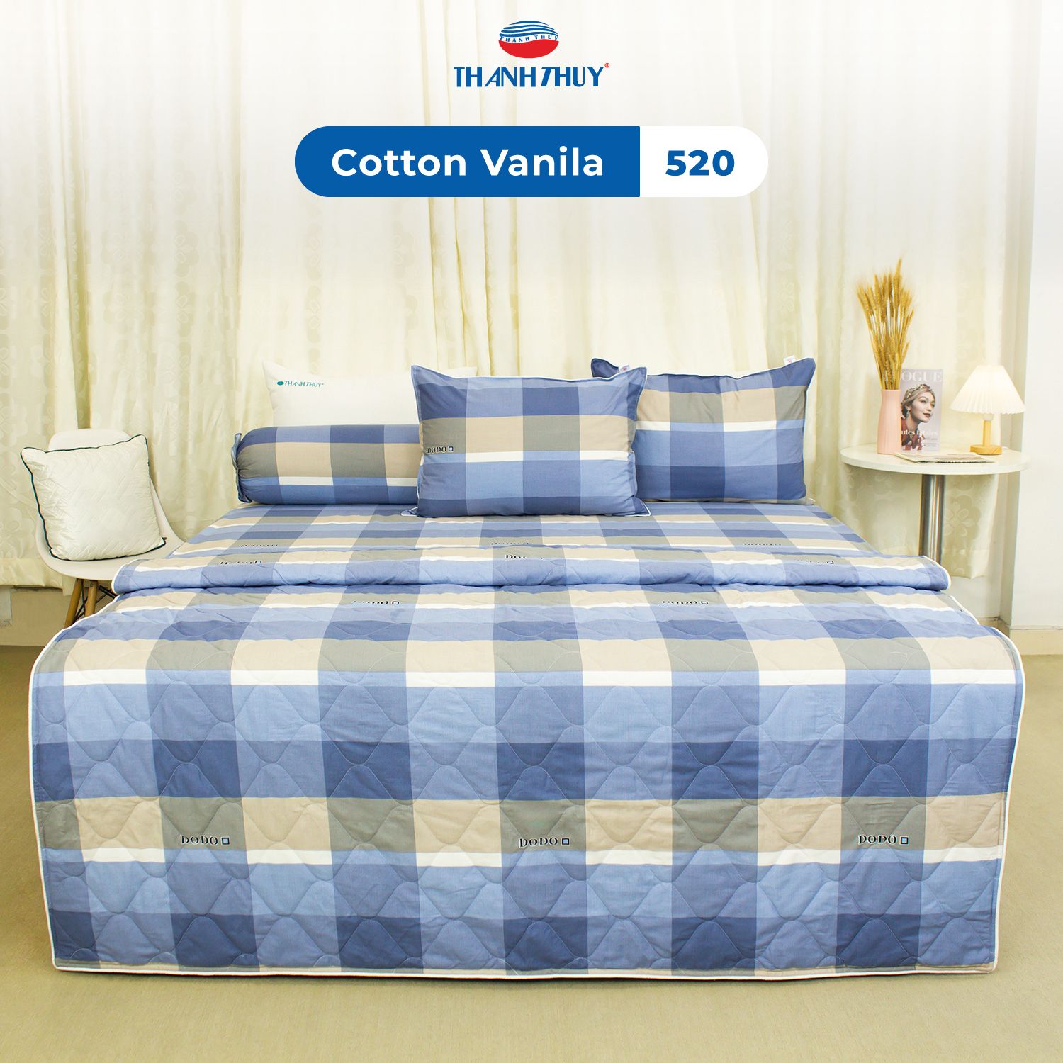  Bộ Ga Bọc Cotton Vanila (Vỏ Gối Không Lót Gòn) 520 